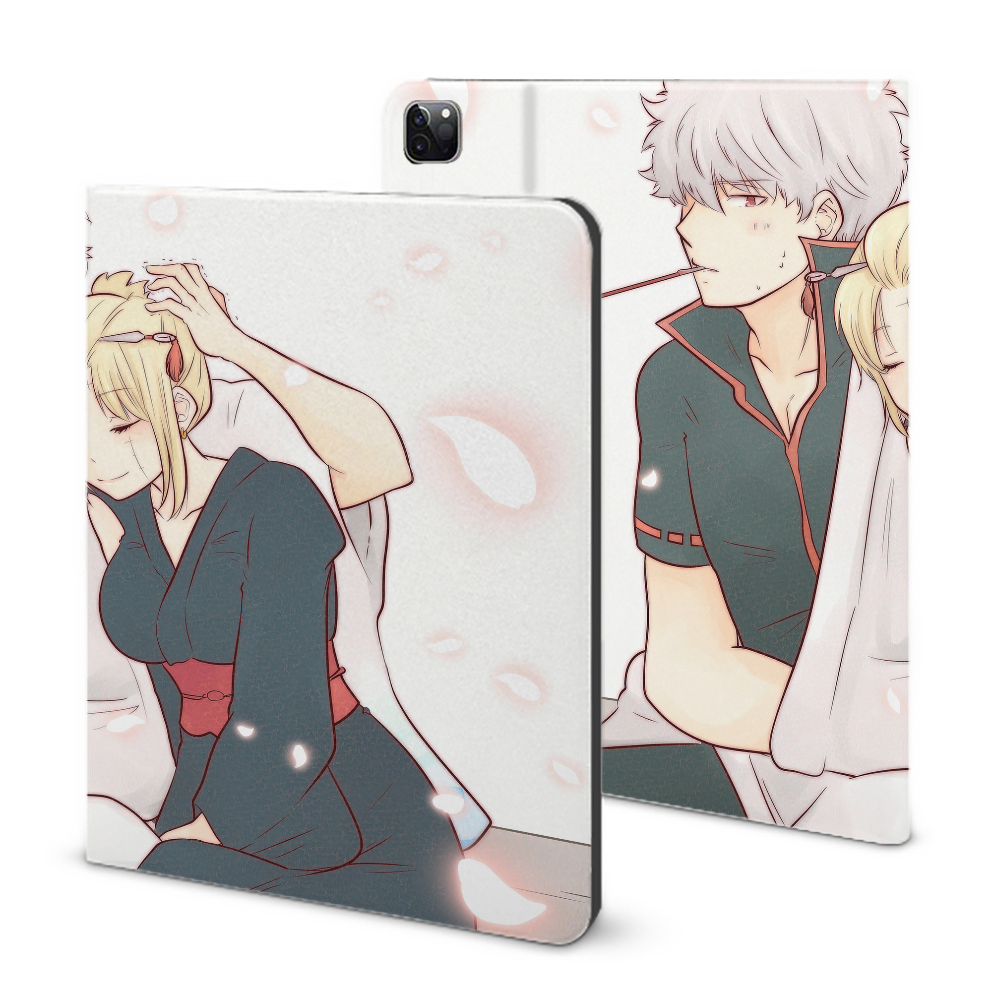 ぎんたま 坂田銀時（さかたぎんとき） 神楽 志村新八（しむら しんぱち） GINTAMA Sakata Gintoki Kagura Shimura Shinpachi IPad ケース ブック型 PUレザー TPU 耐衝撃 軽量 薄型 ペン収納なし 全面保護 IPad 各モデル対応
